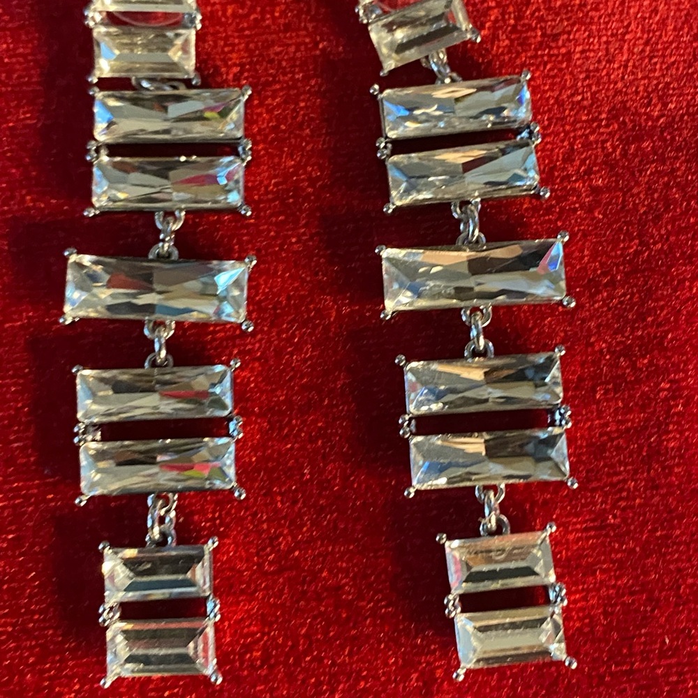 Rectangular Crystal Necklace.Drop Earrings - image 4